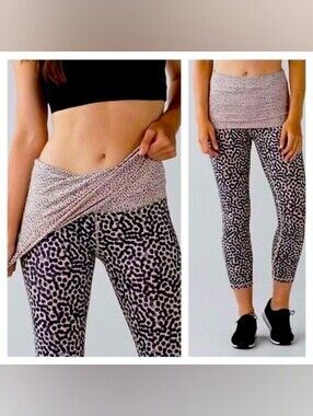 Lululemon Wunder Under Pant SE Dance Ace Spot Black Tan Size 6 EUC Active Yoga